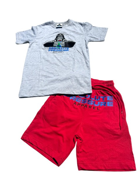 Kids Boys Shorts Set (red&gray)