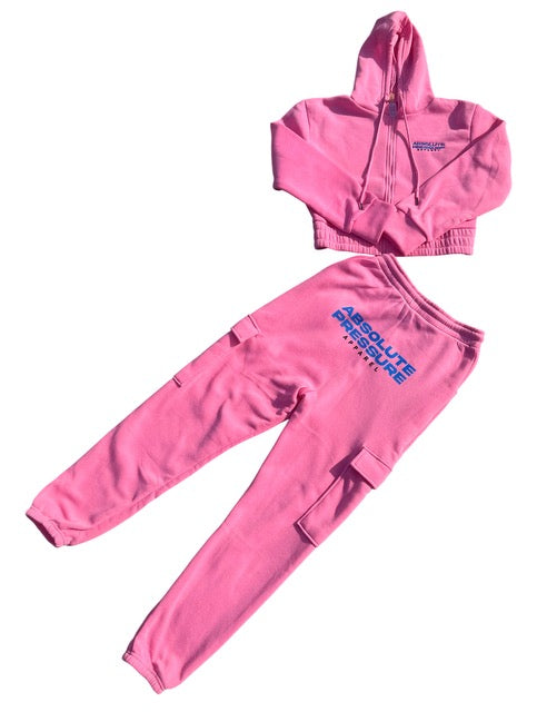 Pink Crop-Top Fleece Set