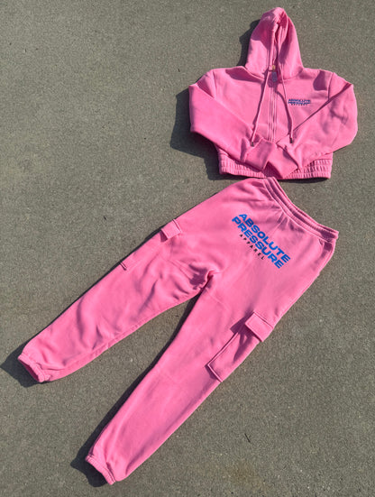 Pink Crop-Top Fleece Set
