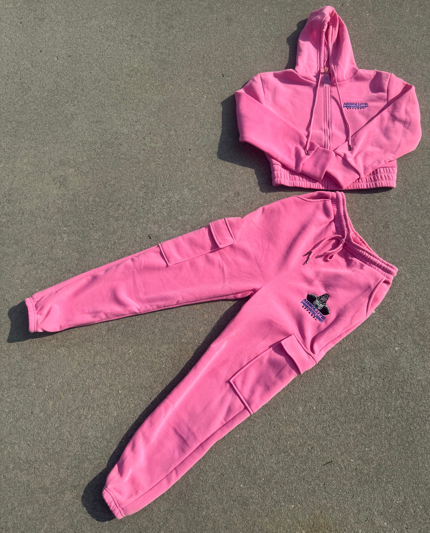 Pink Crop-Top Fleece Set